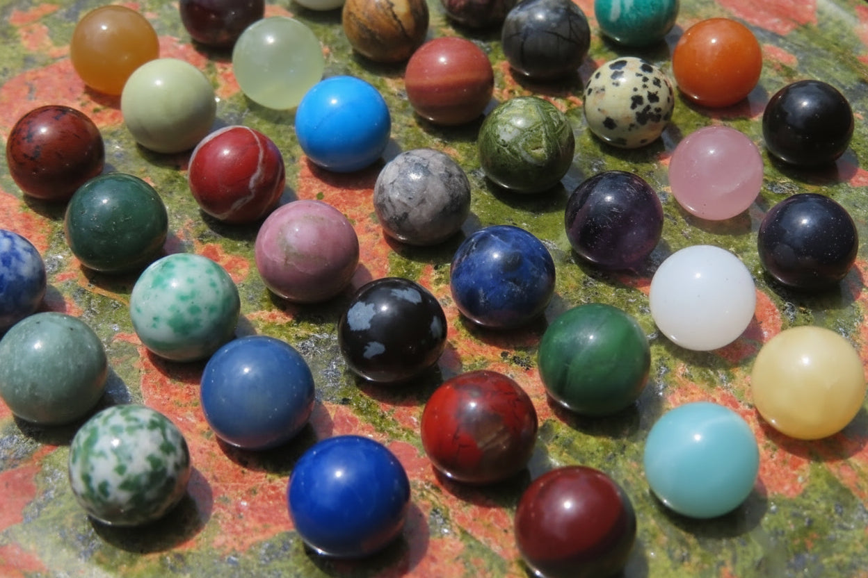 Hand Made Unakite and Mixed Sphere Gemstone Solitaire set - Sold Per Item - From Zimbabwe