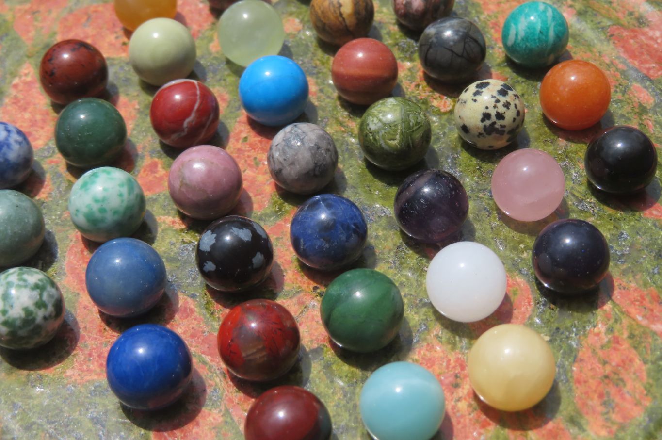 Hand Made Unakite and Mixed Sphere Gemstone Solitaire set - Sold Per Item - From Zimbabwe