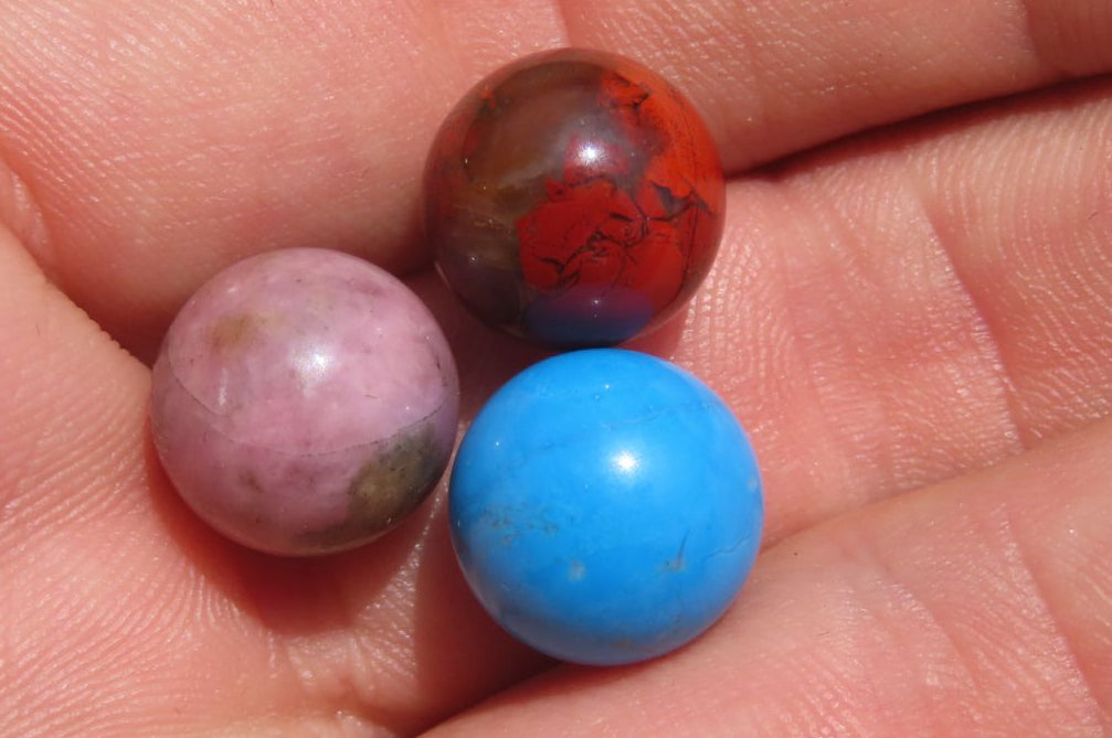 Hand Made Unakite and Mixed Sphere Gemstone Solitaire set - Sold Per Item - From Zimbabwe