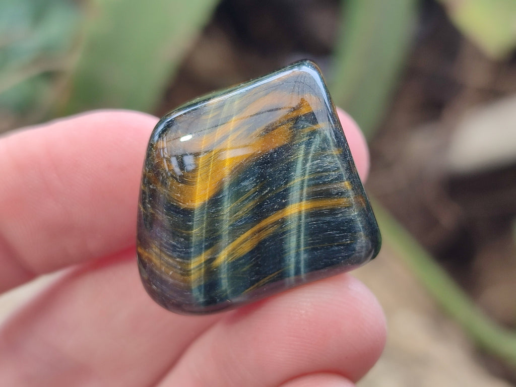 Polished Medium Blue and Gold Variegated Tigers Eye Tumble Stones - Sold Per 1 KG - From South Africa