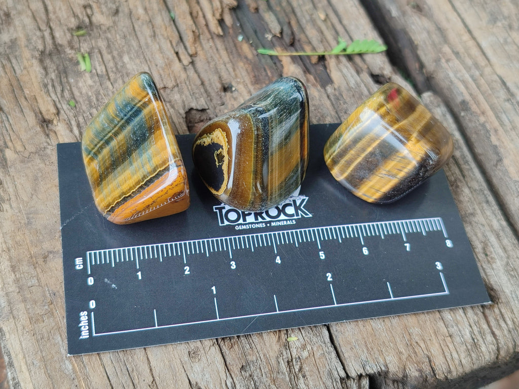 Polished Medium Blue and Gold Variegated Tigers Eye Tumble Stones - Sold Per 1 KG - From South Africa