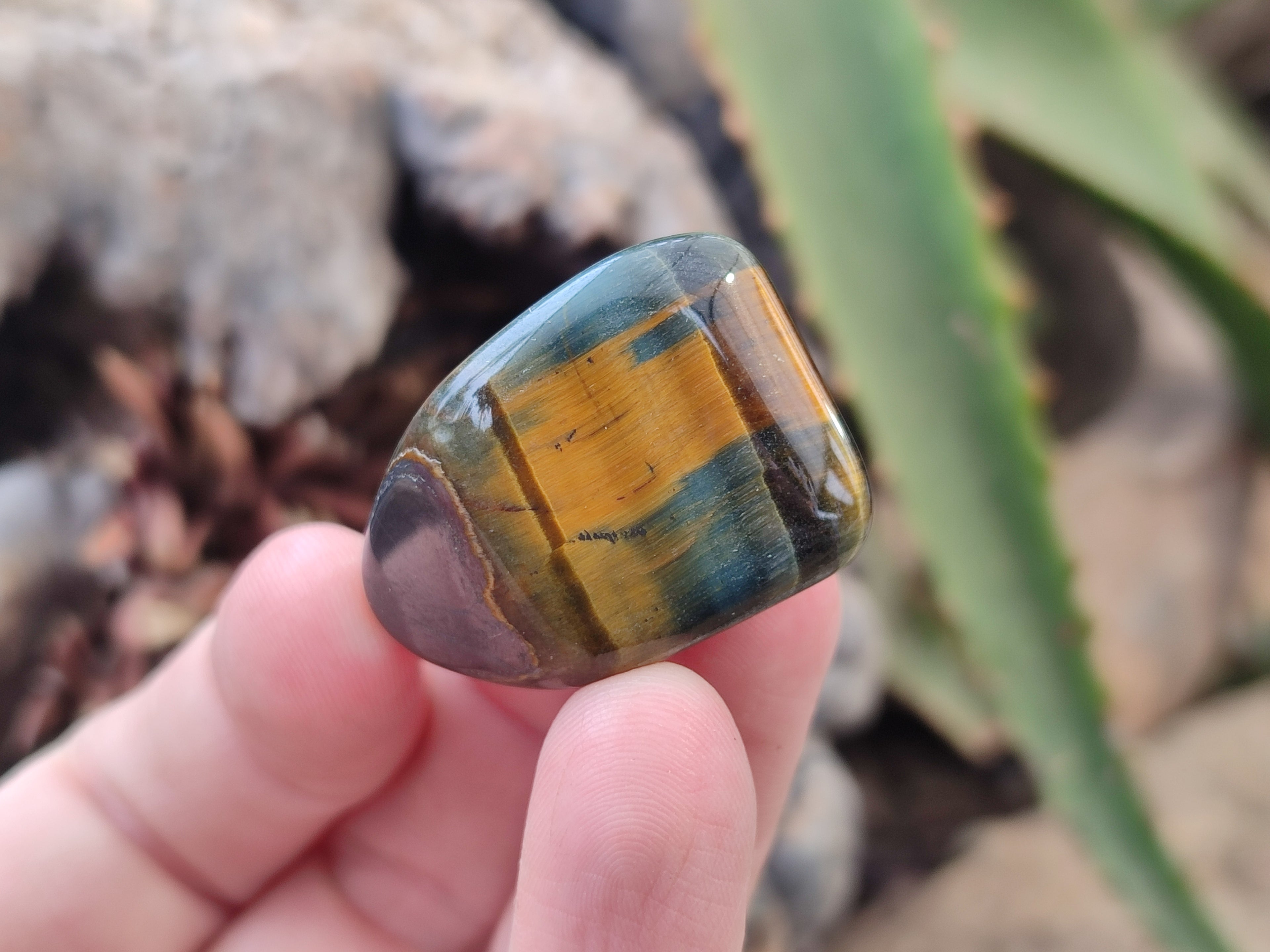 Polished Medium Blue and Gold Variegated Tigers Eye Tumble Stones - Sold Per 1 KG - From South Africa