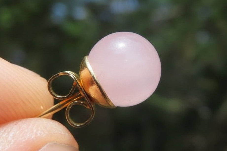 Hand Made Pair of Rose Quartz Stud Earrings - Sold Per Pair - From South Africa