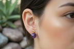 Hand Made Pair of Gemmy Dark Purple Amethyst Stud Earrings - Sold Per Pair - From Zambia