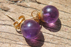 Hand Made Pair of Gemmy Dark Purple Amethyst Stud Earrings - Sold Per Pair - From Zambia