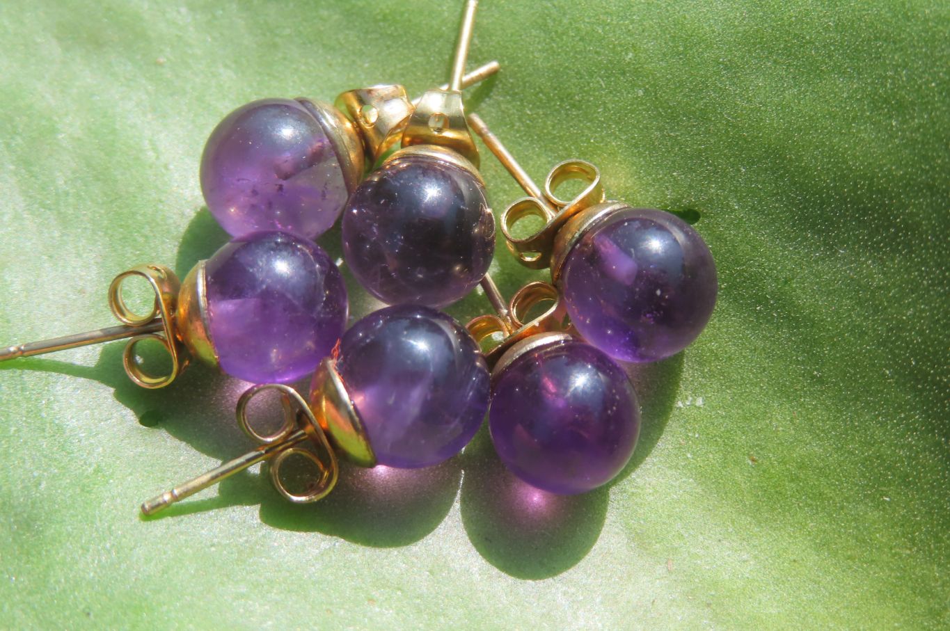 Hand Made Pair of Gemmy Dark Purple Amethyst Stud Earrings - Sold Per Pair - From Zambia