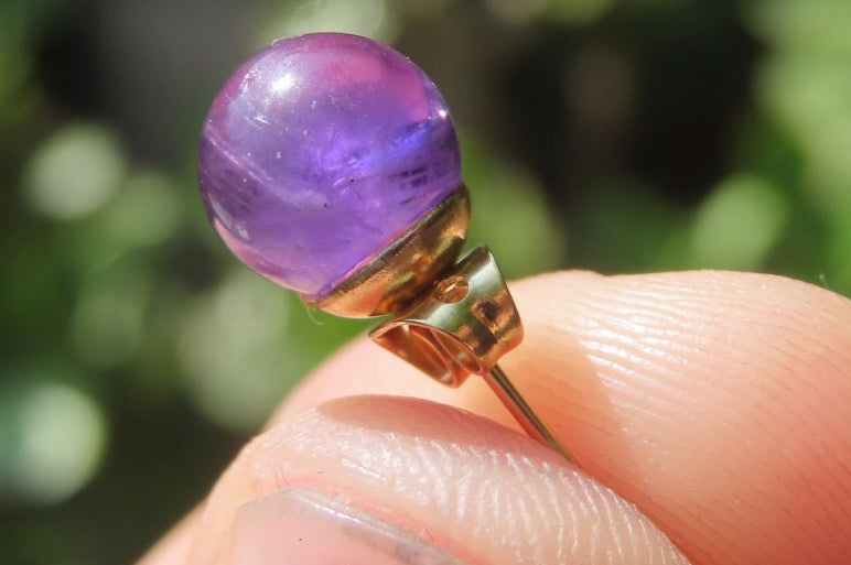 Hand Made Pair of Gemmy Dark Purple Amethyst Stud Earrings - Sold Per Pair - From Zambia