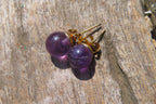 Hand Made Pair of Gemmy Dark Purple Amethyst Stud Earrings - Sold Per Pair - From Zambia
