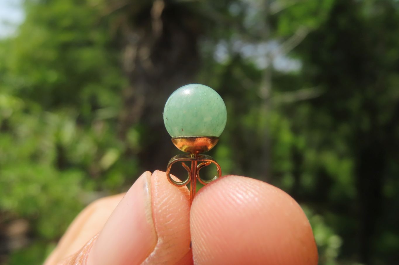 Hand Made Pair of Aventurine Stud Earrings - Sold Per Pair - From Zimbabwe