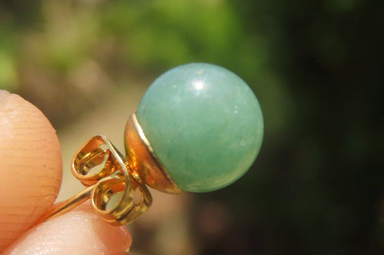 Hand Made Pair of Aventurine Stud Earrings - Sold Per Pair - From Zimbabwe