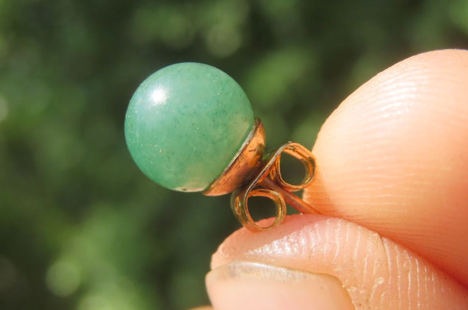 Hand Made Pair of Aventurine Stud Earrings - Sold Per Pair - From Zimbabwe