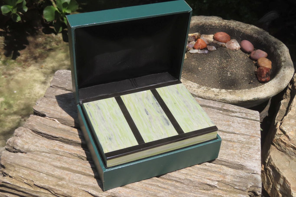 Hand Made African Butter Jade and Jet Stone Jewellery Box x 1 From Southern Africa