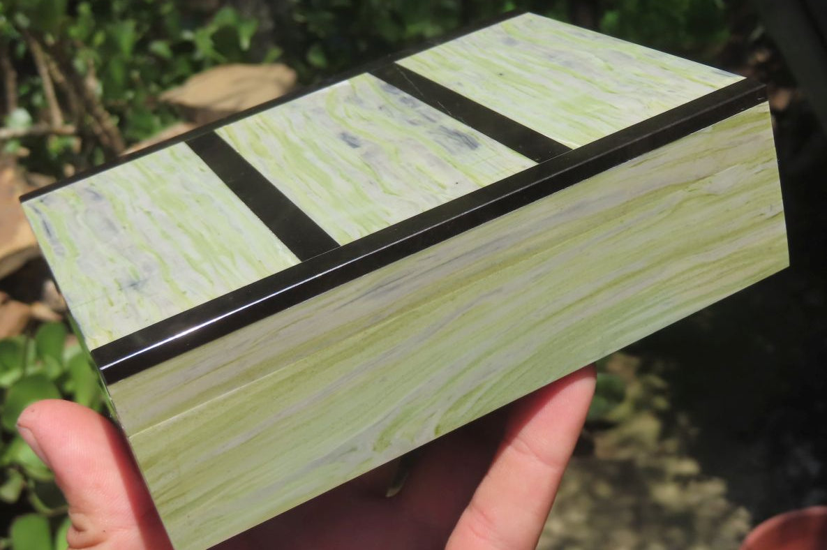 Hand Made African Butter Jade and Jet Stone Jewellery Box x 1 From Southern Africa