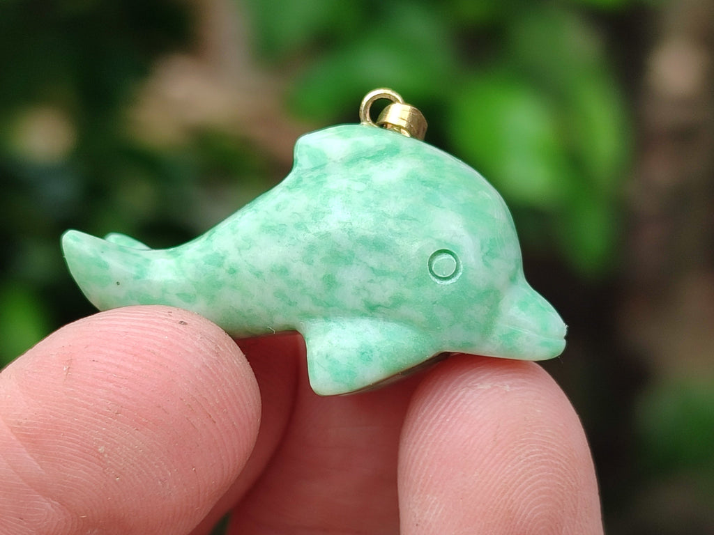 Hand Made Mixed Set Of 12 Gemstone Dolphin Pendants with 2 Braided Cord Necklaces - Sold Per Set - From Southern Africa