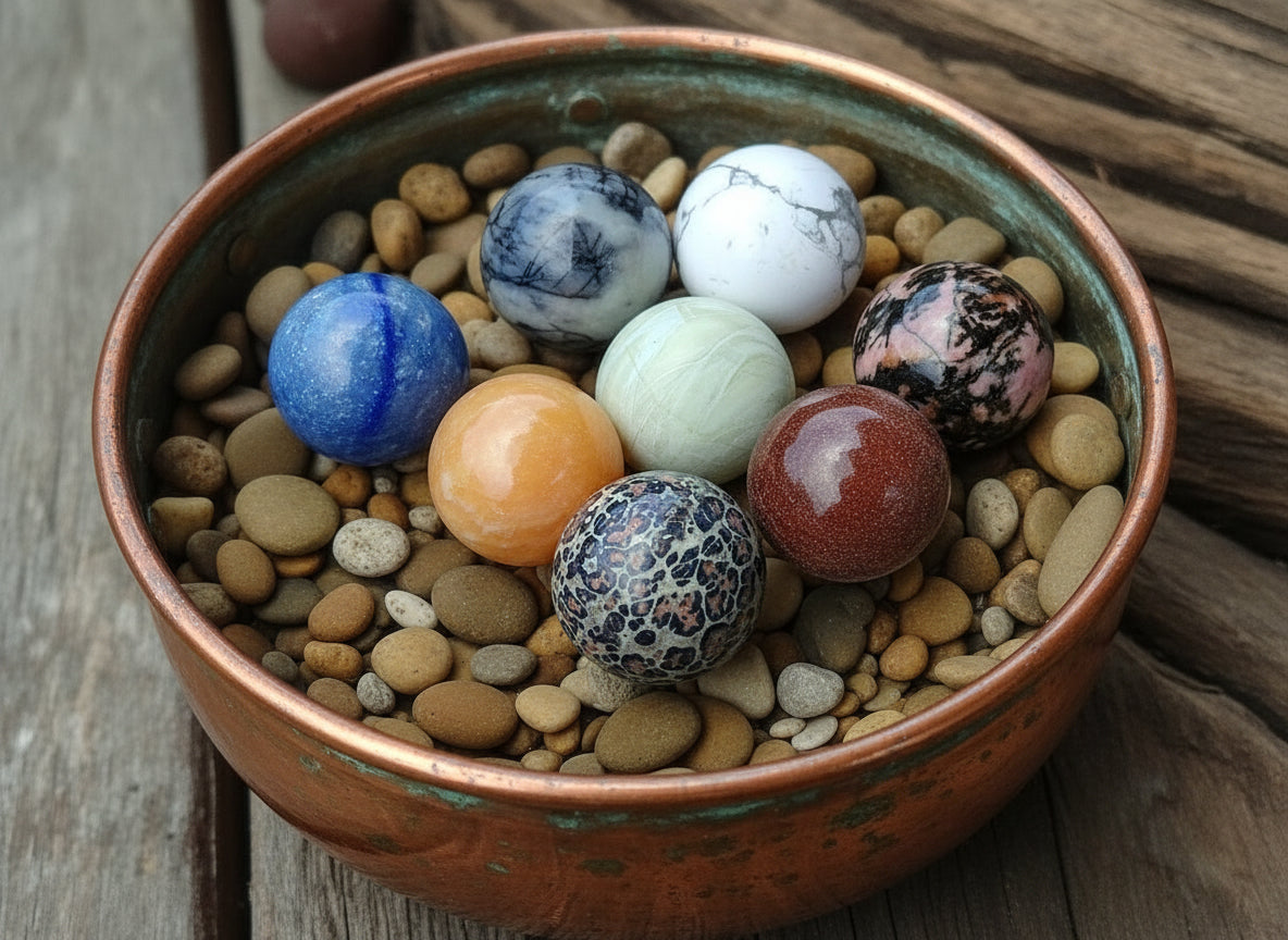 Polished Mixed Gift Box Set of 12 Mini Gemstone Spheres - Sold Per Set - From Southern Africa