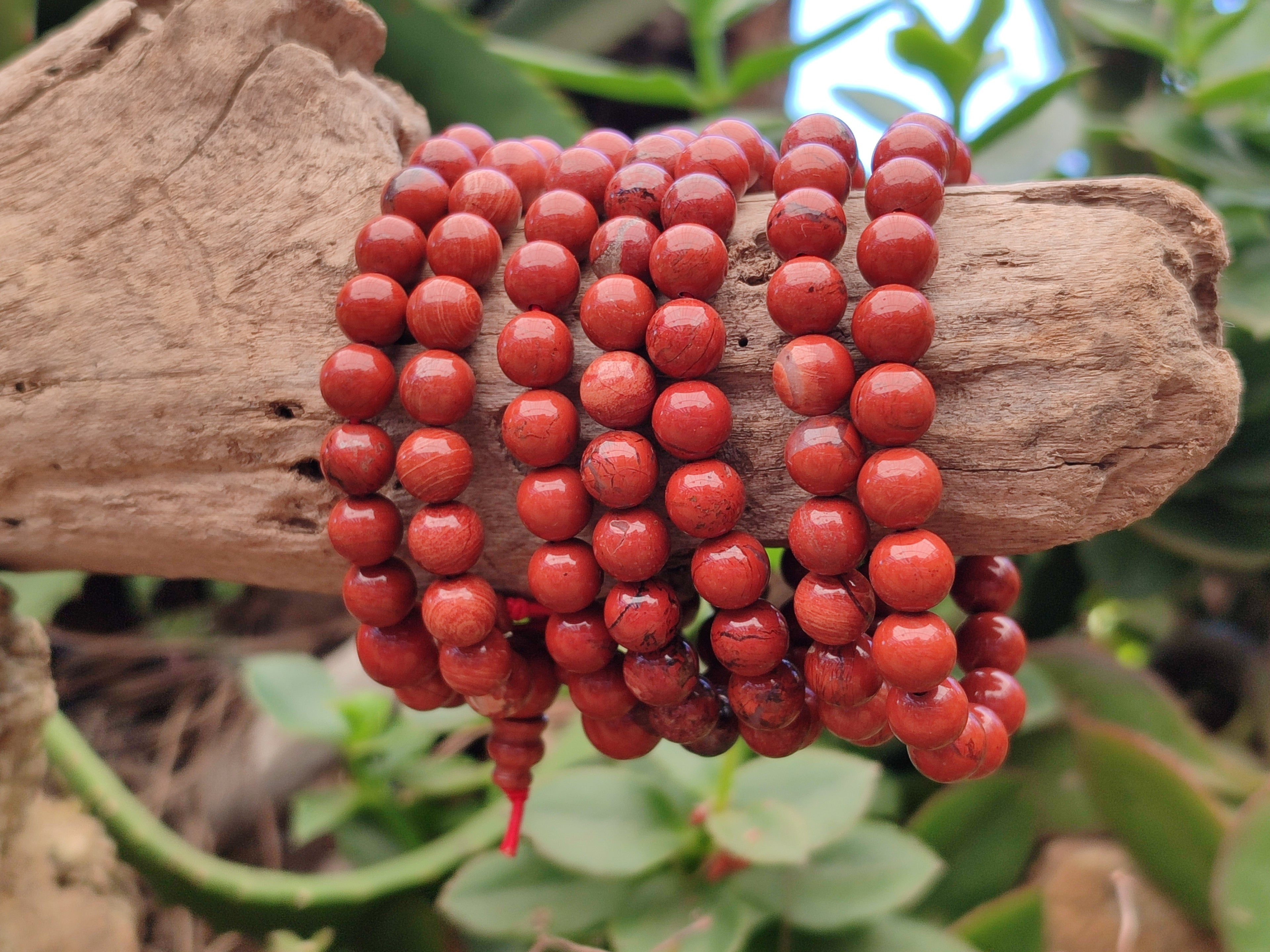 Hand Made Red Jasper Beaded Stretch Buddha Bracelet - Sold Per Item - From South Africa