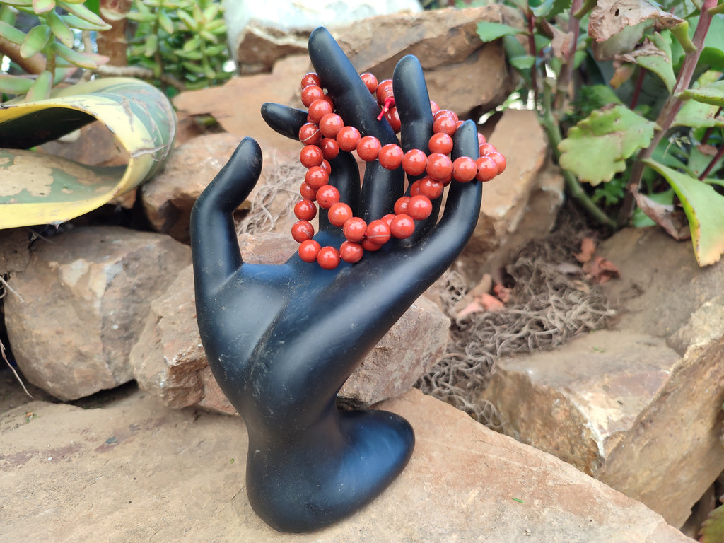 Hand Made Red Jasper Beaded Stretch Buddha Bracelet - Sold Per Item - From South Africa