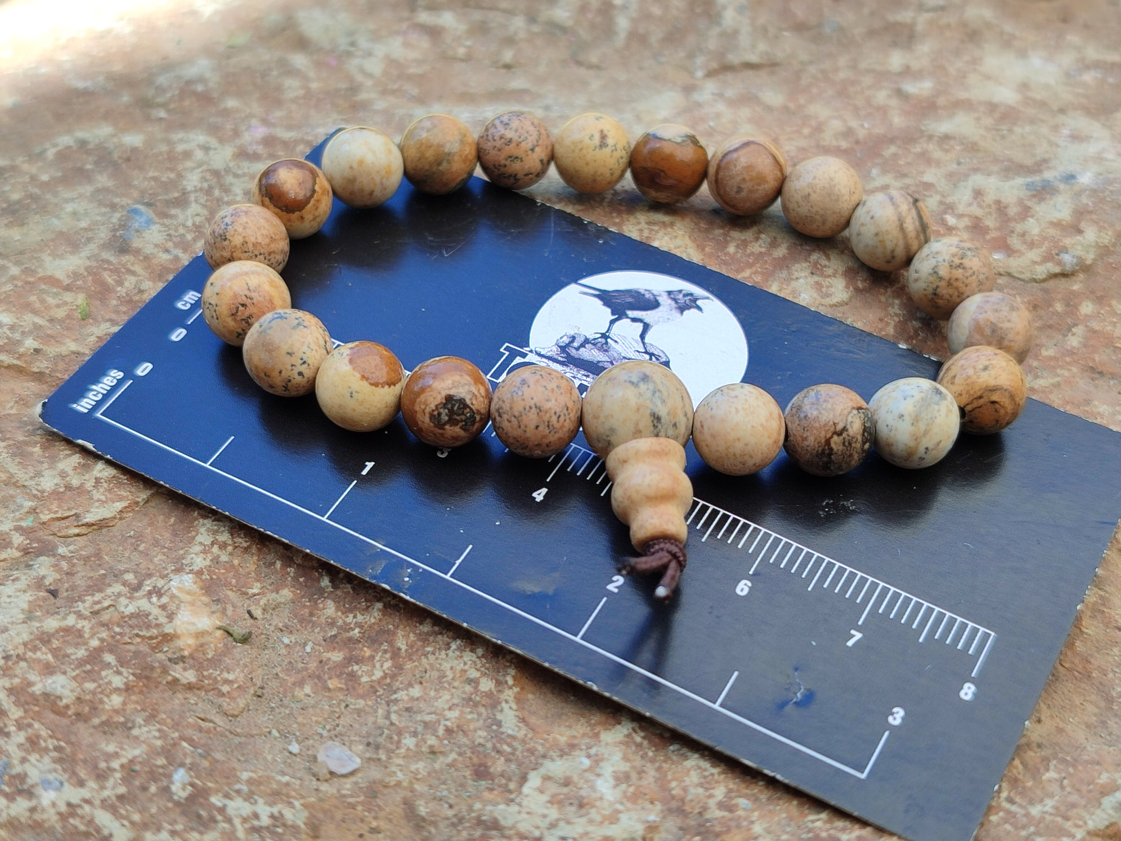 Hand Made Namibian Desert Picture Stone Jasper Beaded Stretch Buddha Bracelet - Sold Per Item - From Namibia