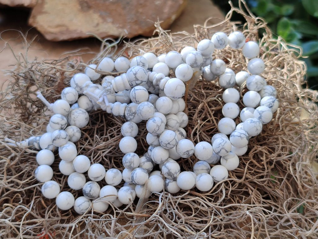 Hand Made Lightning Strike Magnesite - Howlite Beaded Stretch Buddha Bracelet - Sold Per Item - From Zimbabwe
