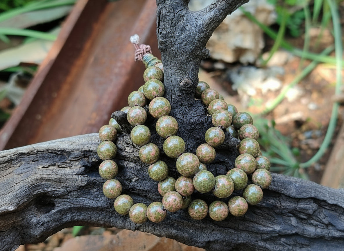Hand Made Unakite Beaded Stretch Buddha Bracelet - Sold Per Item - From South Africa