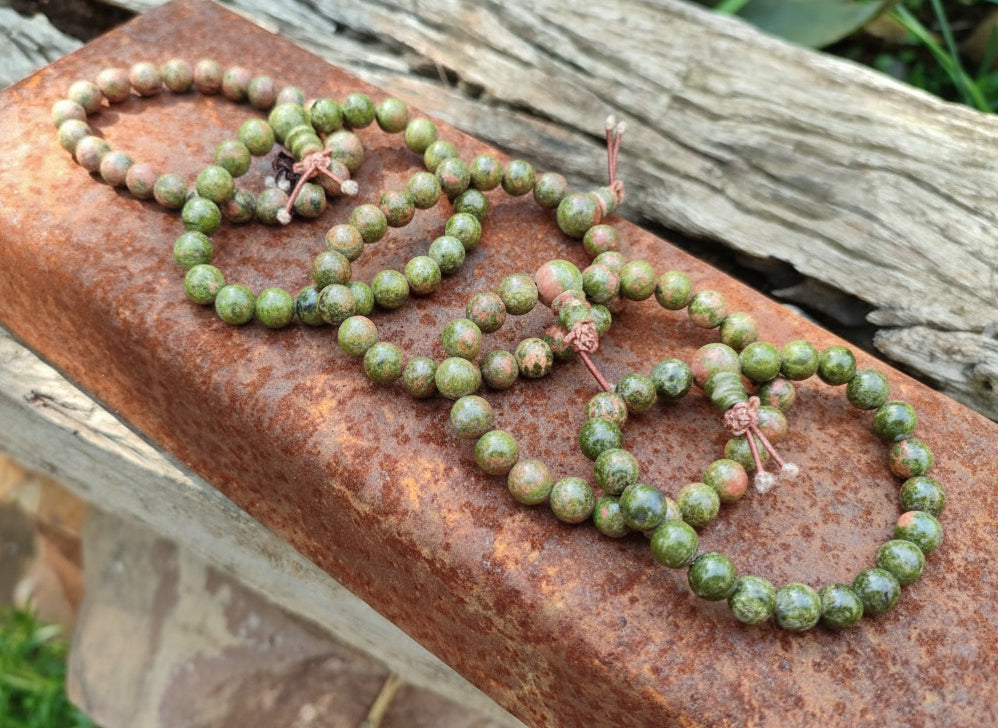 Hand Made Unakite Beaded Stretch Buddha Bracelet - Sold Per Item - From South Africa