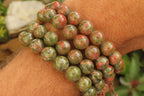 Hand Made Unakite Buddha Bead Stretch Bracelet - Sold Per Item - From South Africa