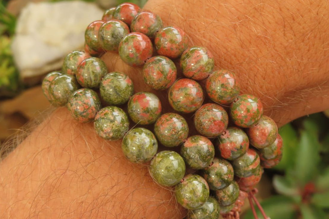 Hand Made Unakite Buddha Bead Stretch Bracelet - Sold Per Item - From South Africa
