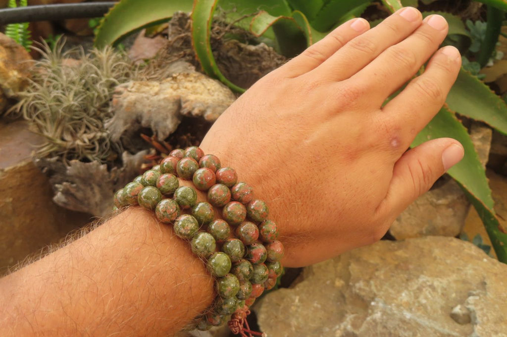 Hand Made Unakite Buddha Bead Stretch Bracelet - Sold Per Item - From South Africa