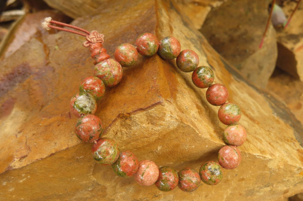 Hand Made Unakite Buddha Bead Stretch Bracelet - Sold Per Item - From South Africa