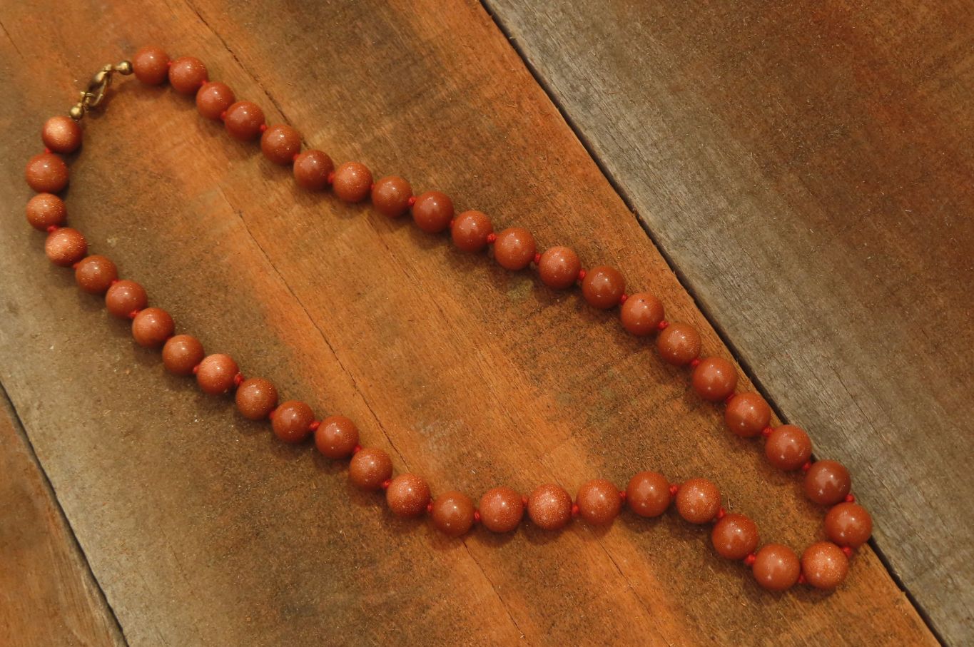 Hand Made Sunstone Ball Shaped Beaded Necklace  - Sold Per Item - From India