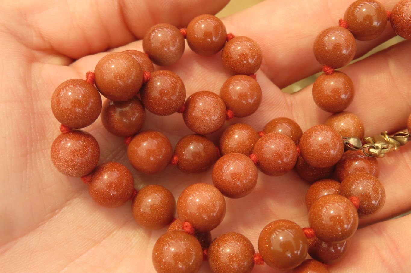 Hand Made Sunstone Ball Shaped Beaded Necklace  - Sold Per Item - From India