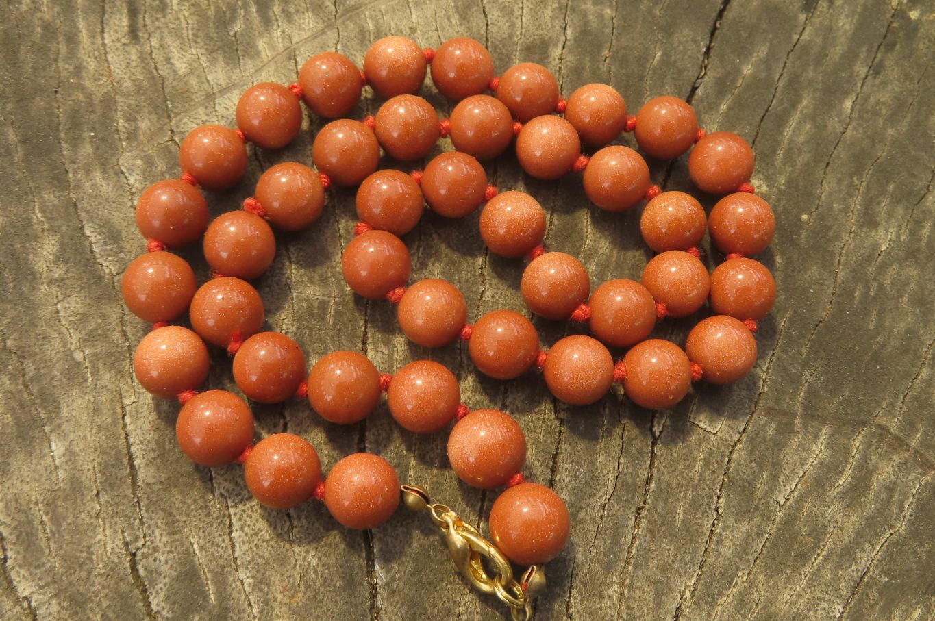 Hand Made Sunstone Ball Shaped Beaded Necklace  - Sold Per Item - From India