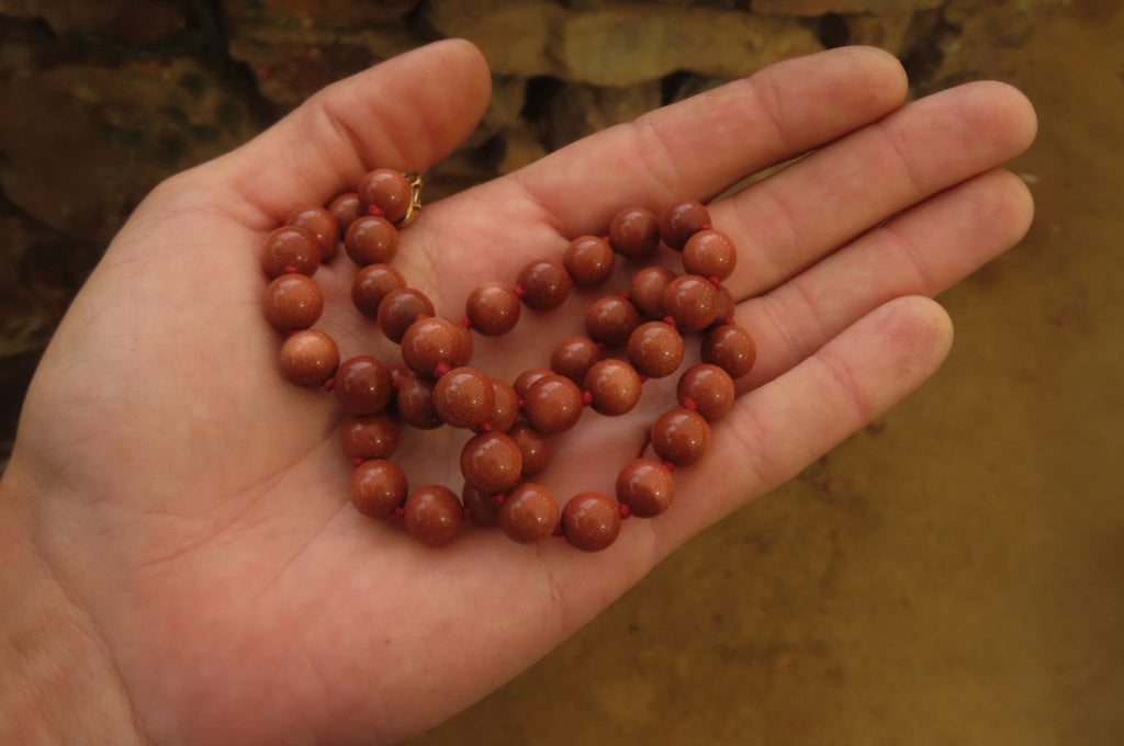Hand Made Sunstone Ball Shaped Beaded Necklace  - Sold Per Item - From India
