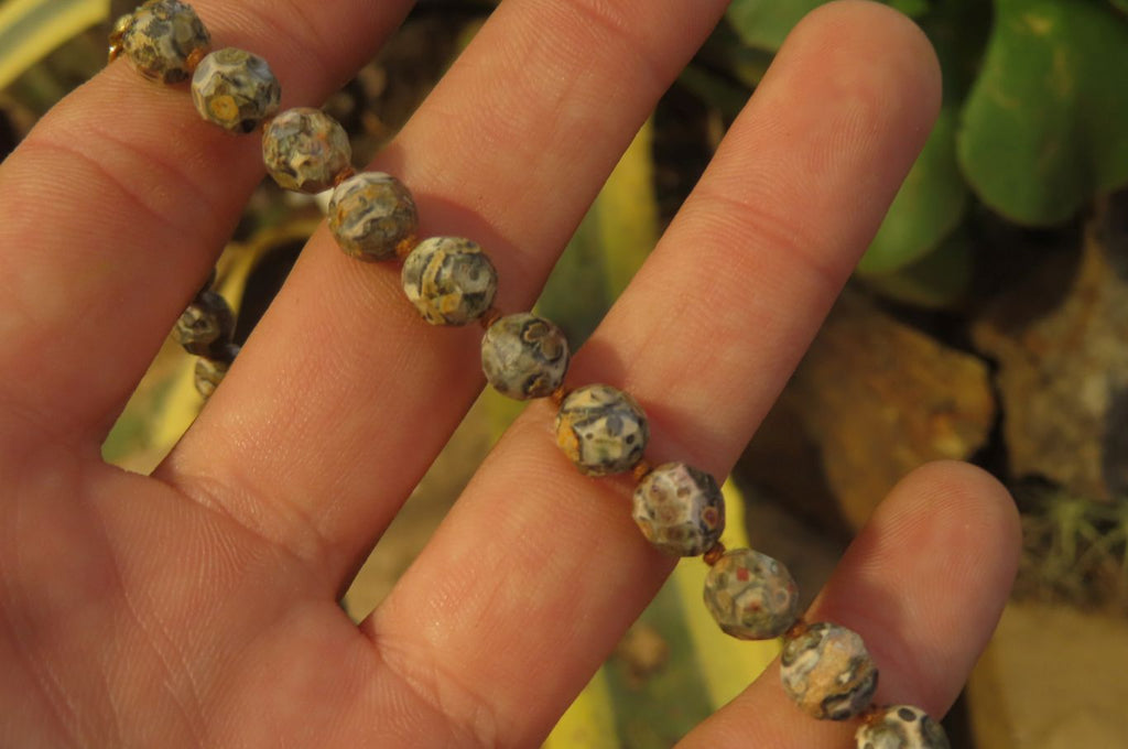 Hand Made Snakeskin Rhyolite Jasper Faceted Bead Necklace - Sold Per Item - From Australia