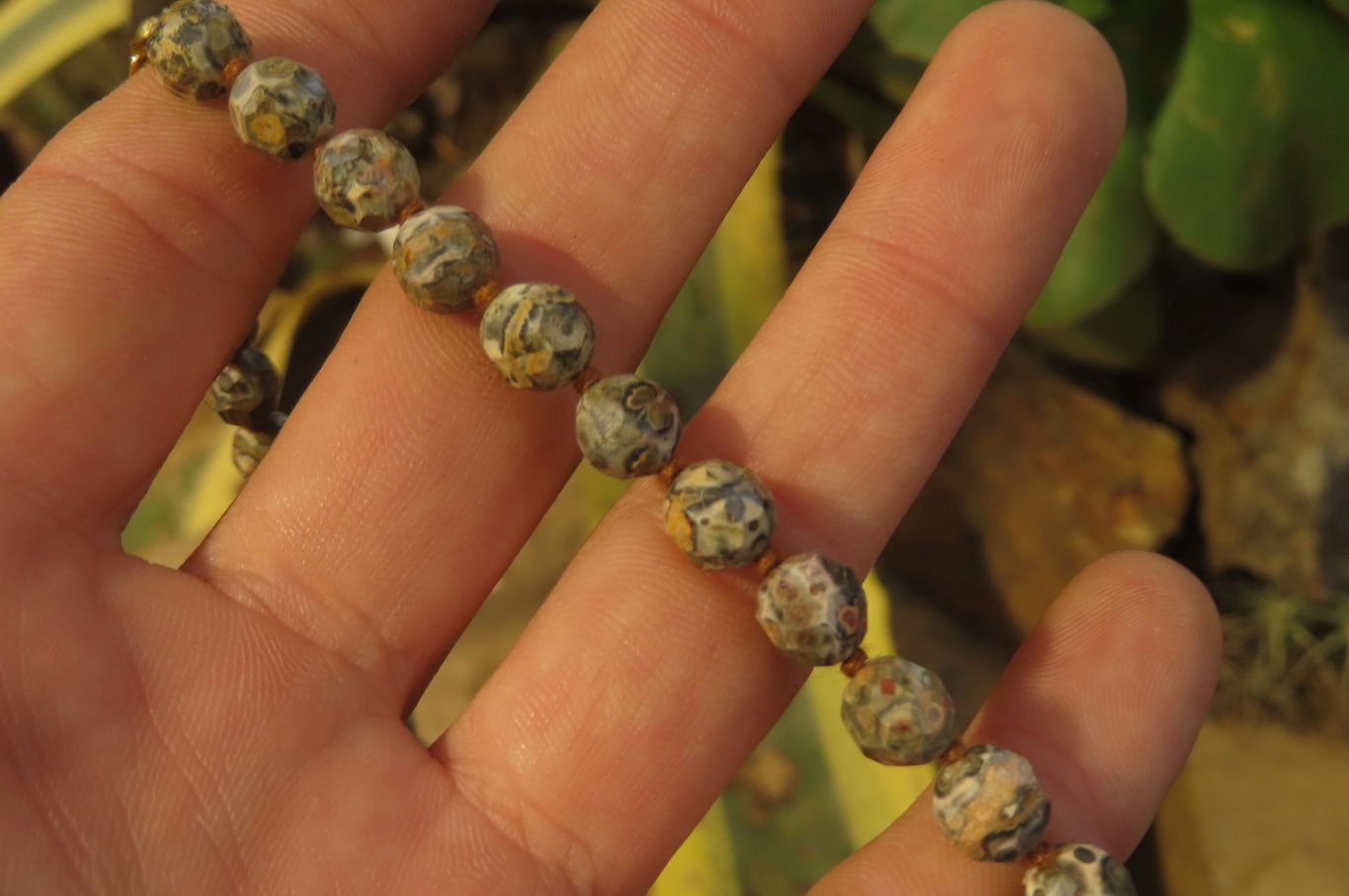 Hand Made Snakeskin Rhyolite Jasper Faceted Bead Necklace - Sold Per Item - From Australia