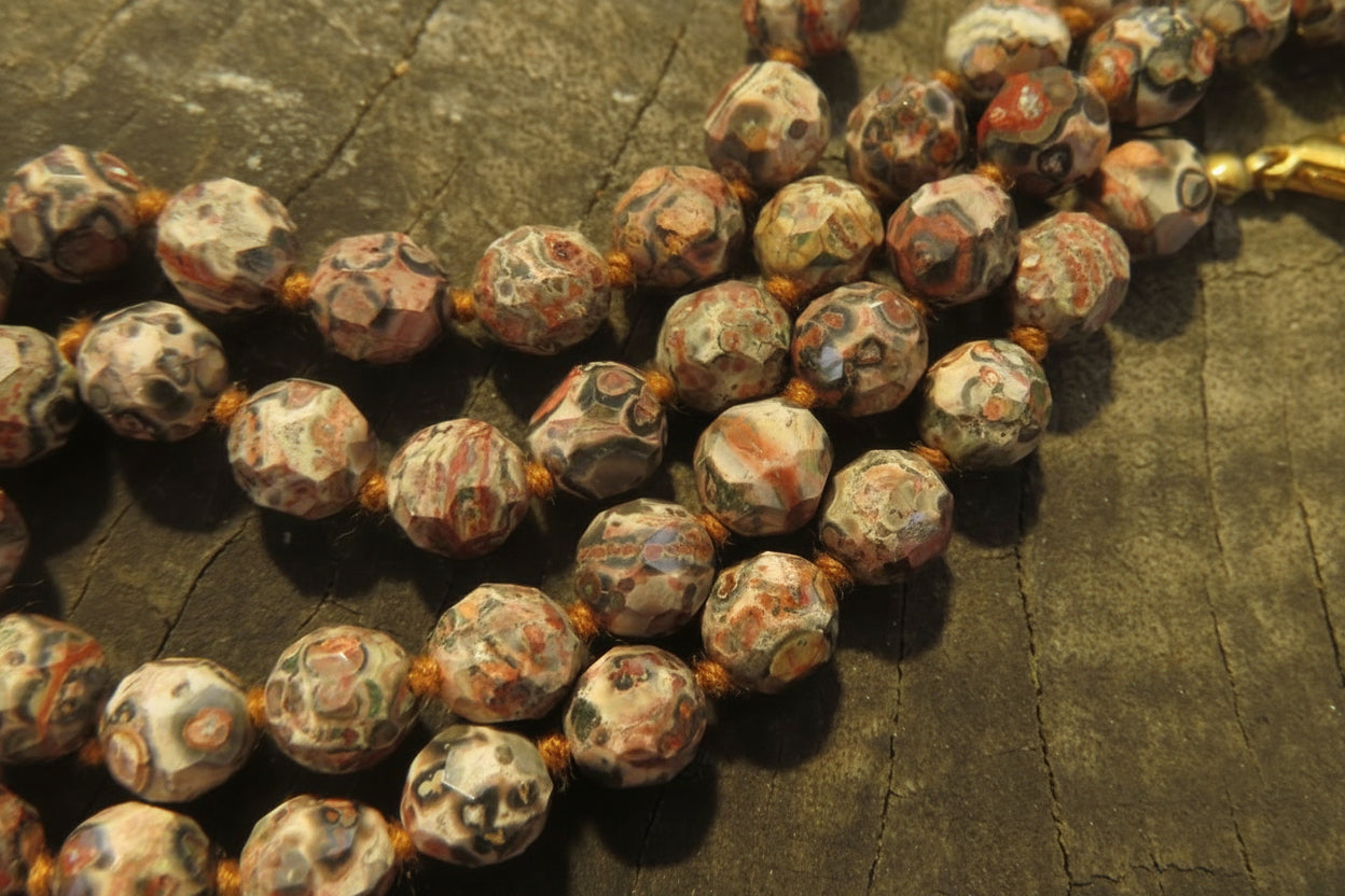 Hand Made Snakeskin Rhyolite Jasper Faceted Bead Necklace - Sold Per Item - From Australia