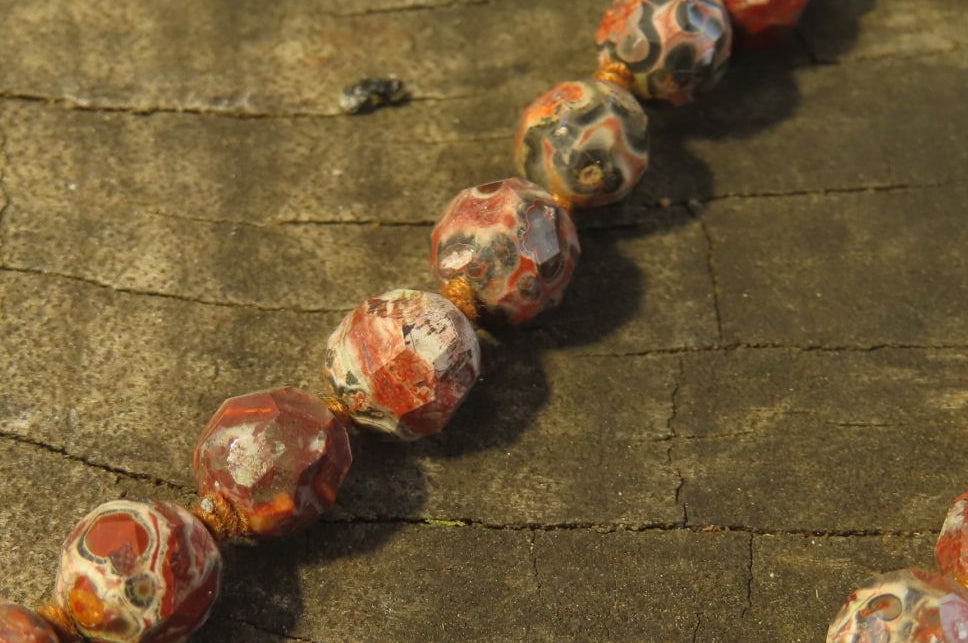 Hand Made Snakeskin Rhyolite Jasper Faceted Bead Necklace - Sold Per Item - From Australia