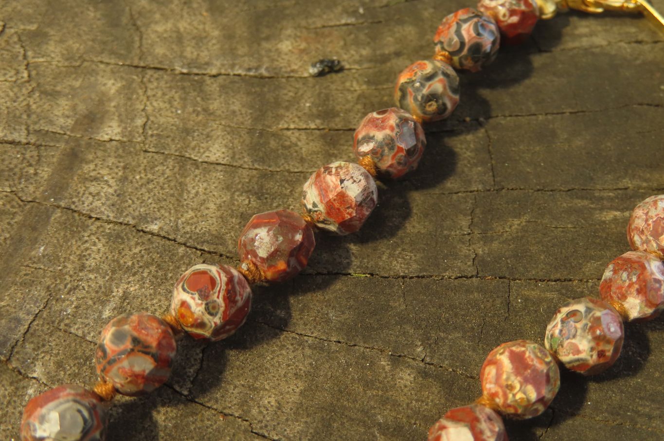Hand Made Snakeskin Rhyolite Jasper Faceted Bead Necklace - Sold Per Item - From Australia