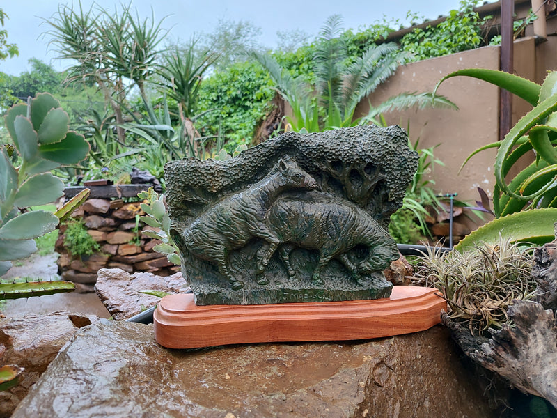 Hand Made Green Verdite Twin Zebra Carving x 1 From Zimbabwe