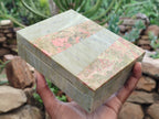 Hand Made Unakite and Butter Jade Stone Jewellery Box x 1 From South Africa