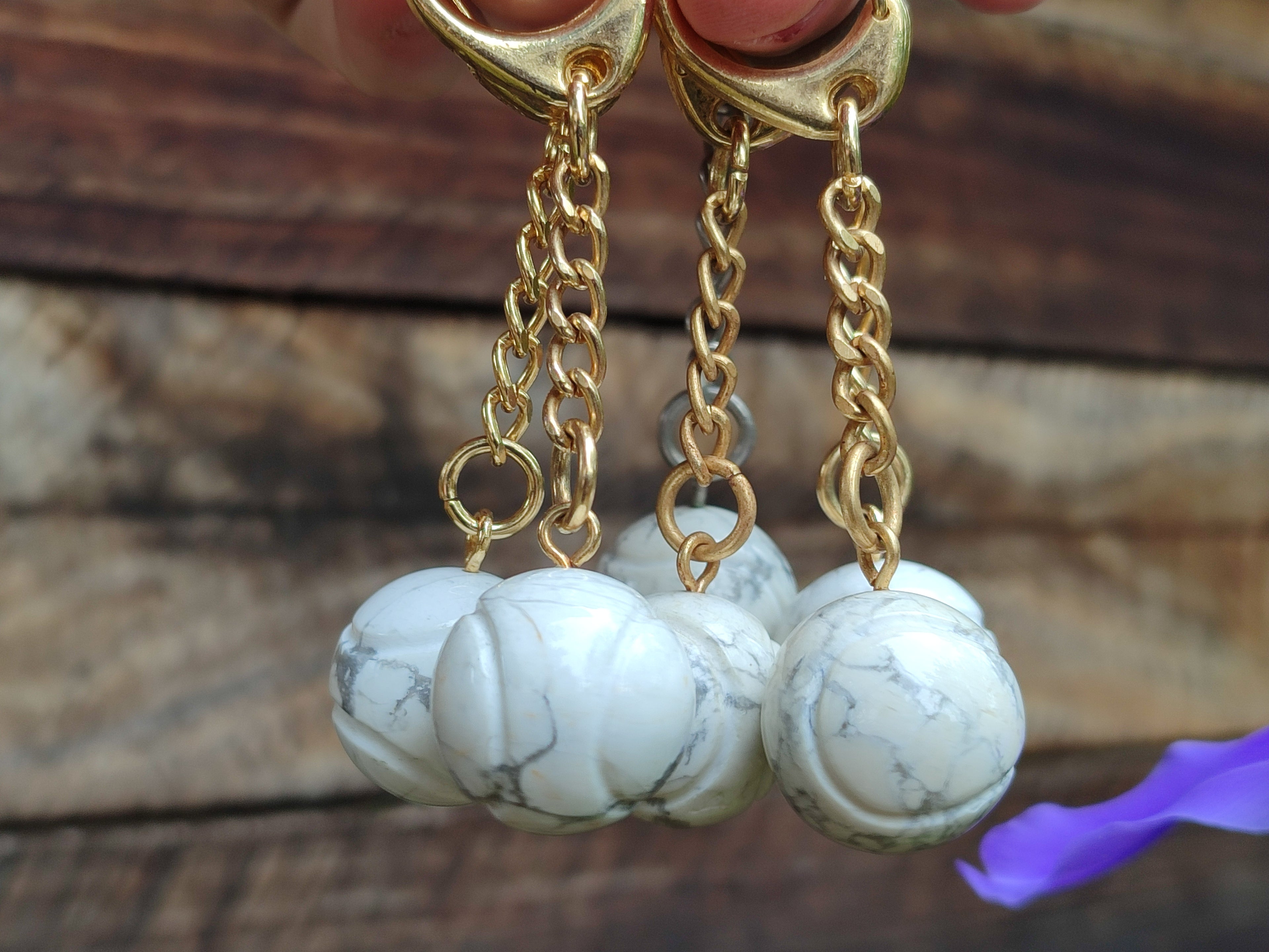 Hand Made Howlite Tennis Ball Keyring - Sold Per Item - From Zimbabwe