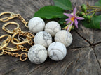 Hand Made Howlite Tennis Ball Keyring - Sold Per Item - From Zimbabwe