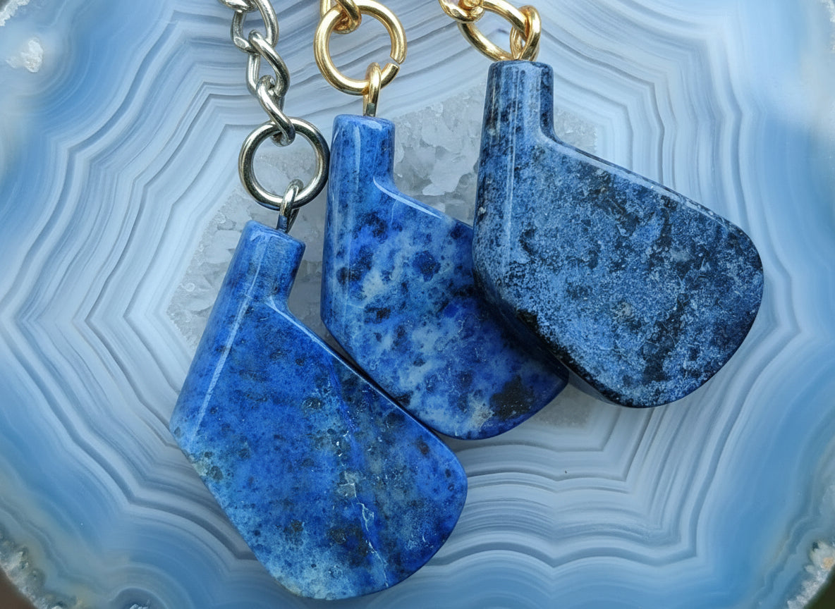Hand Made Dumortierite Iron Golf Club Keyrings - Sold Per Item - From Mozambique