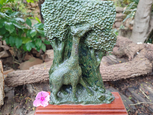 Hand Made Green Verdite Giraffe Carving x 1 From Zimbabwe