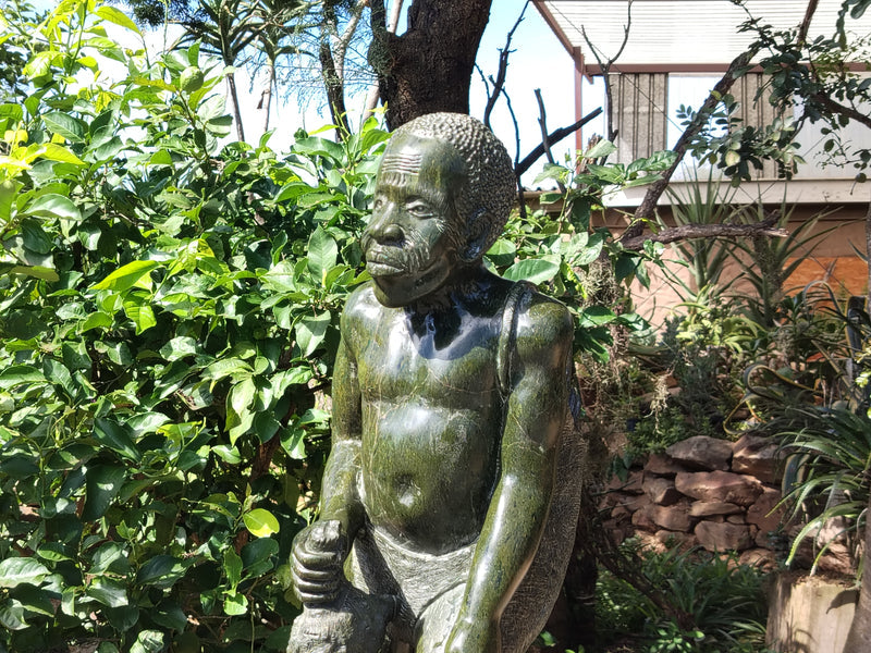 Hand Made XXL Green Verdite Bushman Sculpture x 1 From Zimbabwe
