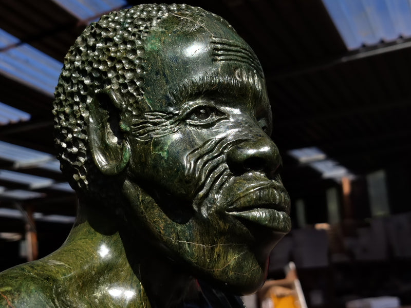 Hand Made XXL Green Verdite Bushman Sculpture x 1 From Zimbabwe