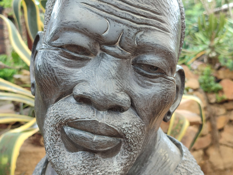Hand Made XXL Wonder Stone Male African Bust Sculpture x 1 From Zimbabwe