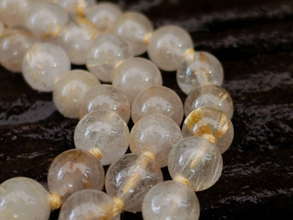 Hand-Made Golden Rutile Bead Necklace - Sold Per Item - From Brazil