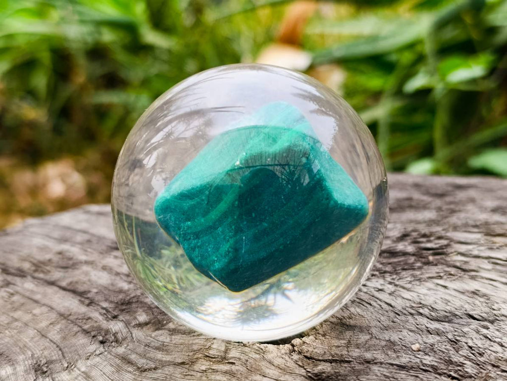 Polished Cobbed Malachite in PVC Resin Spheres x 1 From Congo