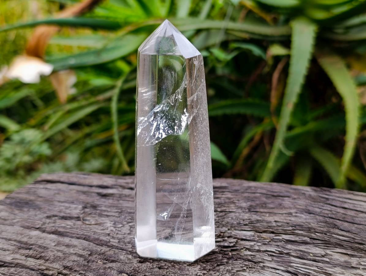 Polished Rainbow-Veil Clear Quartz Crystal x 1 from Madagascar